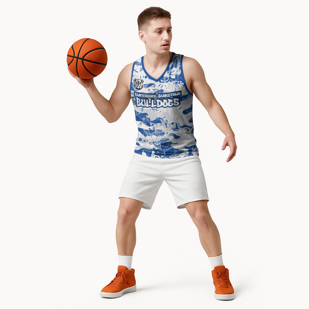 Canterbury-Bankstown Bulldogs Rugby Basketball Jersey Graffiti Typography Urban Camo Abstract Street Style