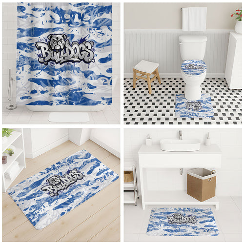 Canterbury-Bankstown Bulldogs Rugby Bathroom Set Graffiti Typography Urban Camo Abstract Street Style