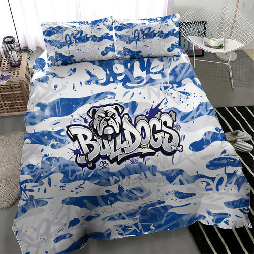 Canterbury-Bankstown Bulldogs Rugby Bedding Set Graffiti Typography Urban Camo Abstract Street Style