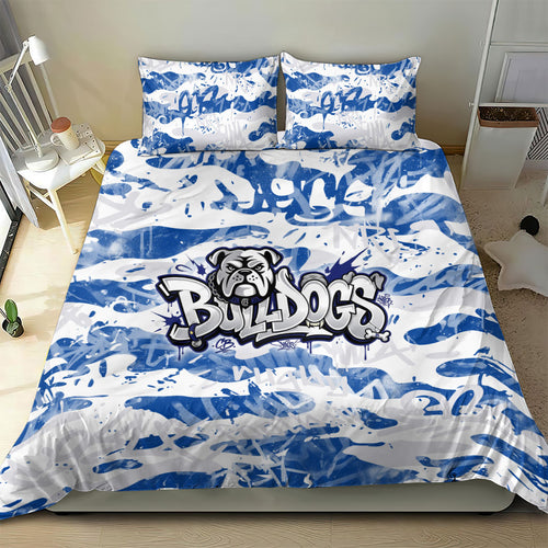 Canterbury-Bankstown Bulldogs Rugby Bedding Set Graffiti Typography Urban Camo Abstract Street Style