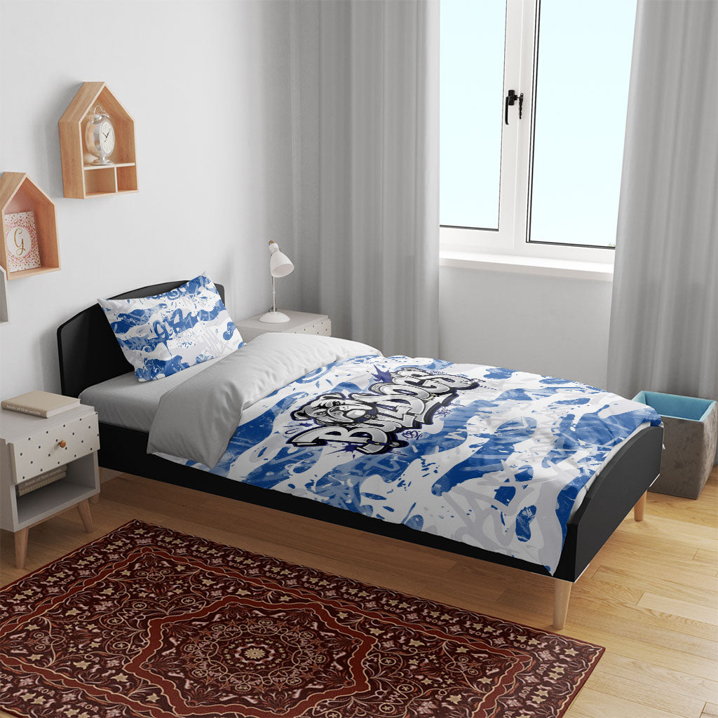 Canterbury-Bankstown Bulldogs Rugby Bedding Set Graffiti Typography Urban Camo Abstract Street Style