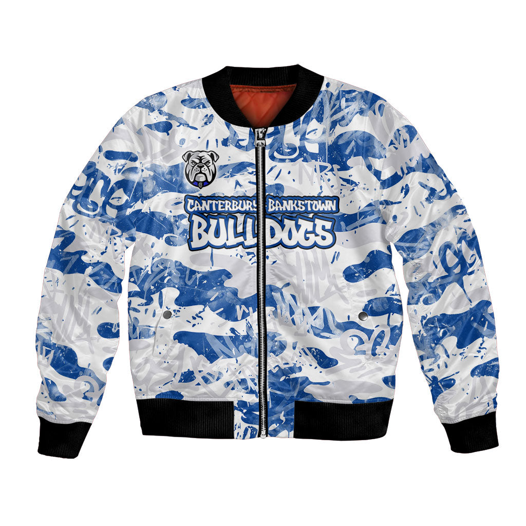 Canterbury-Bankstown Bulldogs Rugby Bomber Jacket Graffiti Typography Urban Camo Abstract Street Style