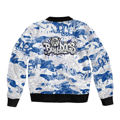 Canterbury-Bankstown Bulldogs Rugby Bomber Jacket Graffiti Typography Urban Camo Abstract Street Style