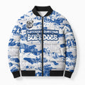 Canterbury-Bankstown Bulldogs Rugby Bomber Puffer Jacket Graffiti Typography Urban Camo Abstract Street Style