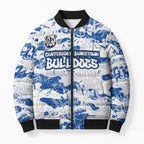 Canterbury-Bankstown Bulldogs Rugby Bomber Puffer Jacket Graffiti Typography Urban Camo Abstract Street Style