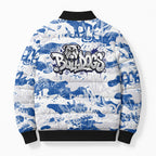 Canterbury-Bankstown Bulldogs Rugby Bomber Puffer Jacket Graffiti Typography Urban Camo Abstract Street Style