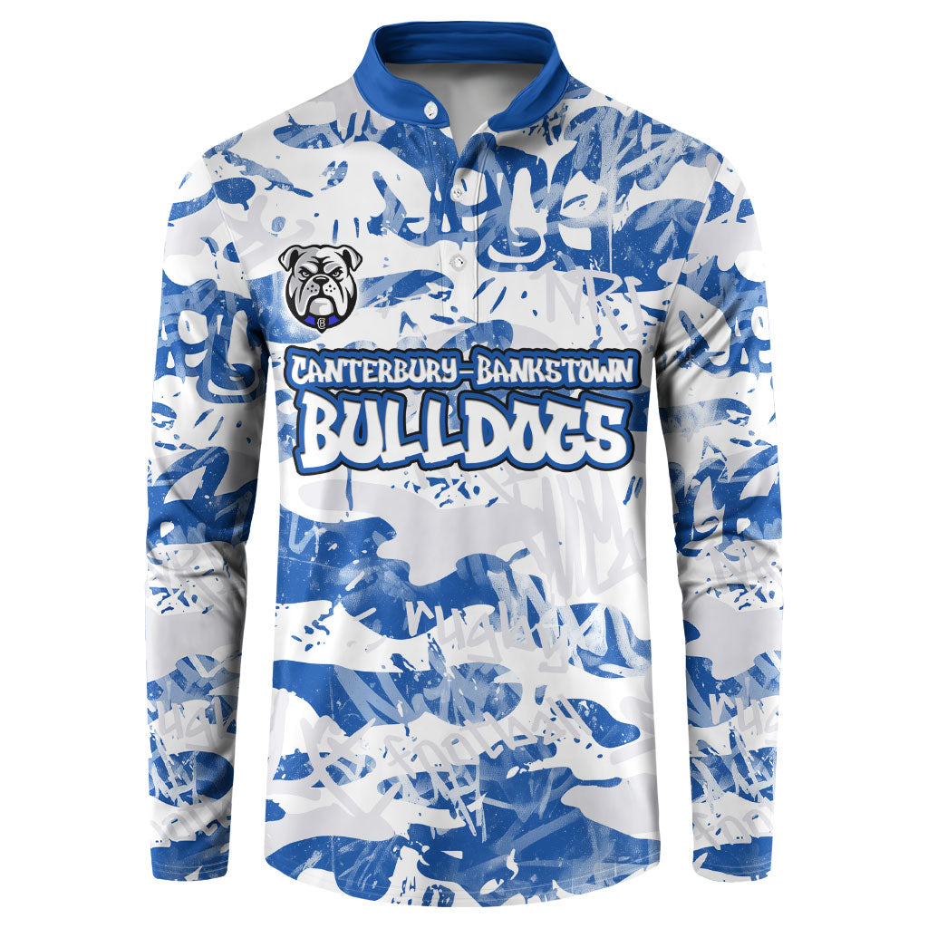 Canterbury-Bankstown Bulldogs Rugby Button Sweatshirt Graffiti Typography Urban Camo Abstract Street Style