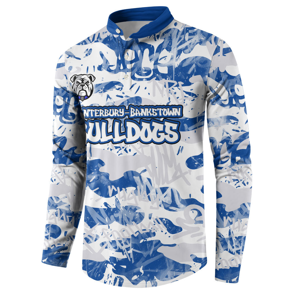 Canterbury-Bankstown Bulldogs Rugby Button Sweatshirt Graffiti Typography Urban Camo Abstract Street Style