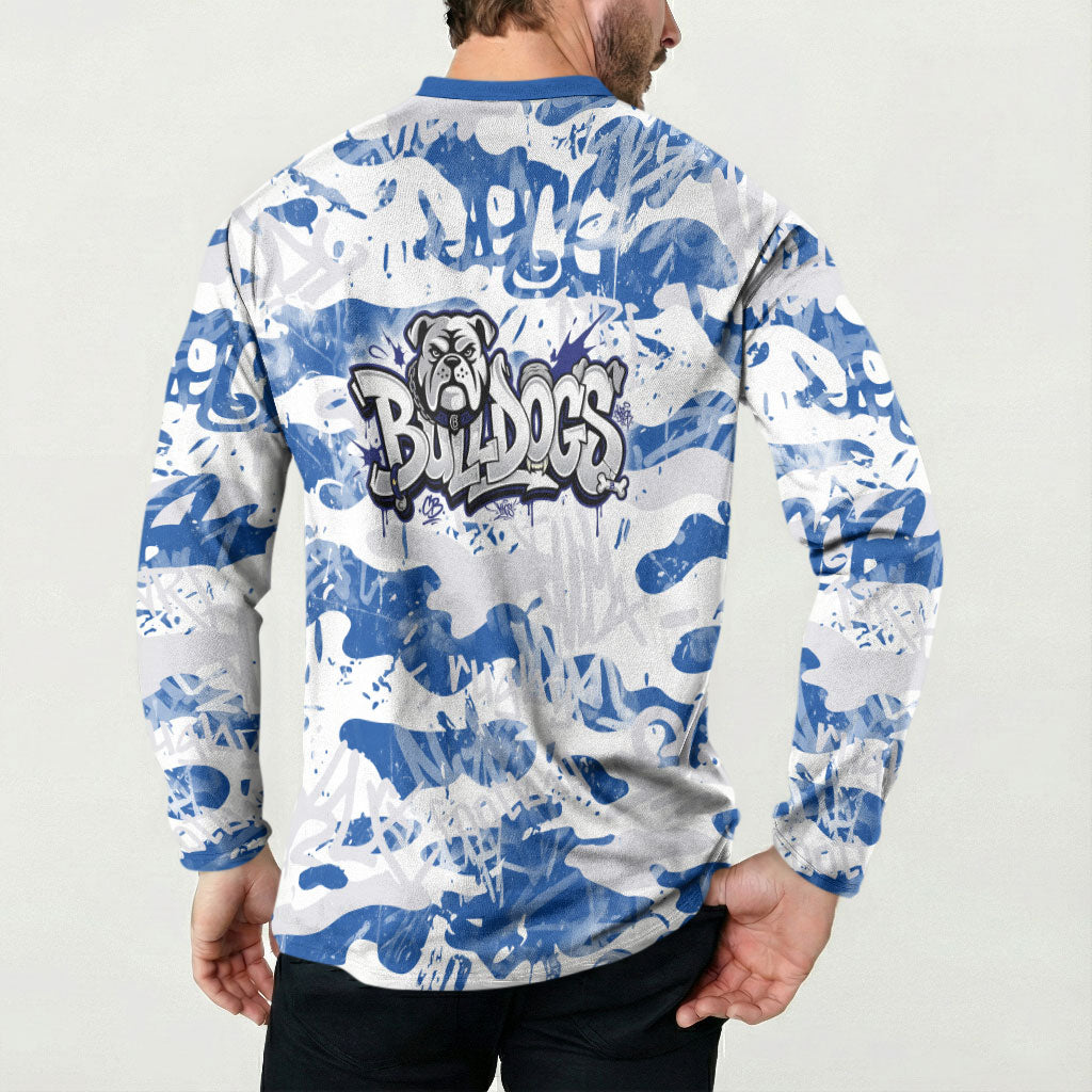Canterbury-Bankstown Bulldogs Rugby Button Sweatshirt Graffiti Typography Urban Camo Abstract Street Style