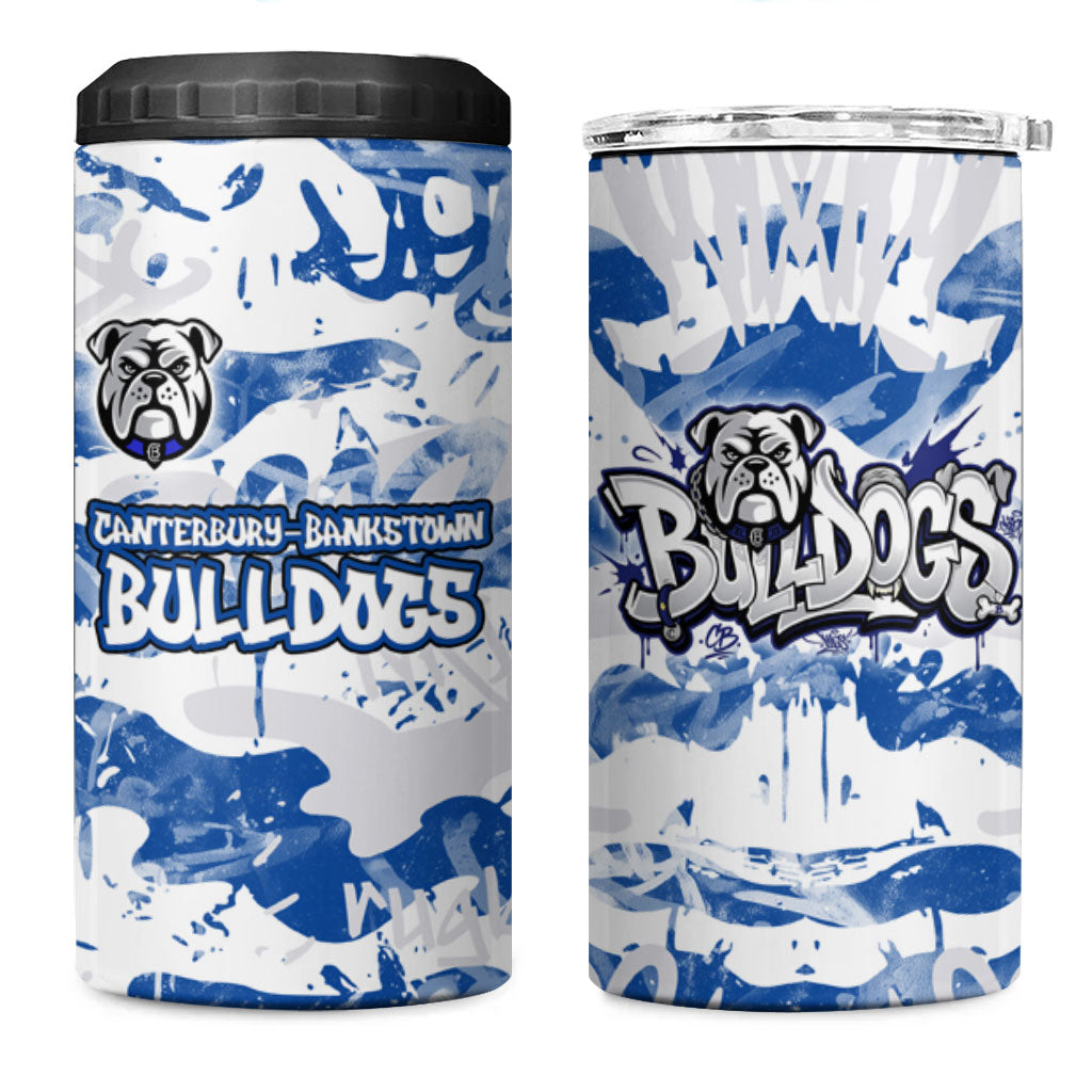 Canterbury-Bankstown Bulldogs Rugby 4 in 1 Can Cooler Tumbler Graffiti Typography Urban Camo Abstract Street Style