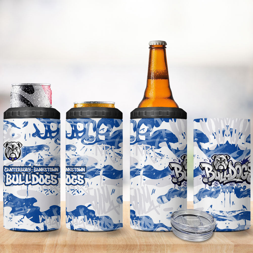 Canterbury-Bankstown Bulldogs Rugby 4 in 1 Can Cooler Tumbler Graffiti Typography Urban Camo Abstract Street Style