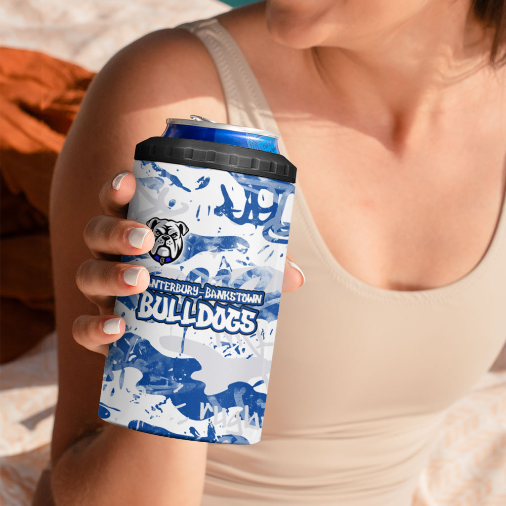 Canterbury-Bankstown Bulldogs Rugby 4 in 1 Can Cooler Tumbler Graffiti Typography Urban Camo Abstract Street Style