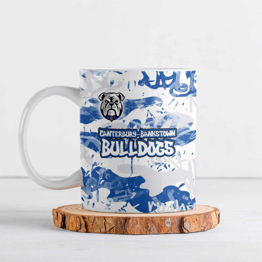 Canterbury-Bankstown Bulldogs Rugby Ceramic Mug Graffiti Typography Urban Camo Abstract Street Style
