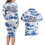 Canterbury-Bankstown Bulldogs Rugby Couples Matching Long Sleeve Bodycon Dress and Hawaiian Shirt Graffiti Typography Urban Camo Abstract Street Style