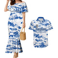 Canterbury-Bankstown Bulldogs Rugby Couples Matching Mermaid Dress and Hawaiian Shirt Graffiti Typography Urban Camo Abstract Street Style