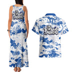 Canterbury-Bankstown Bulldogs Rugby Couples Matching Tank Maxi Dress and Hawaiian Shirt Graffiti Typography Urban Camo Abstract Street Style