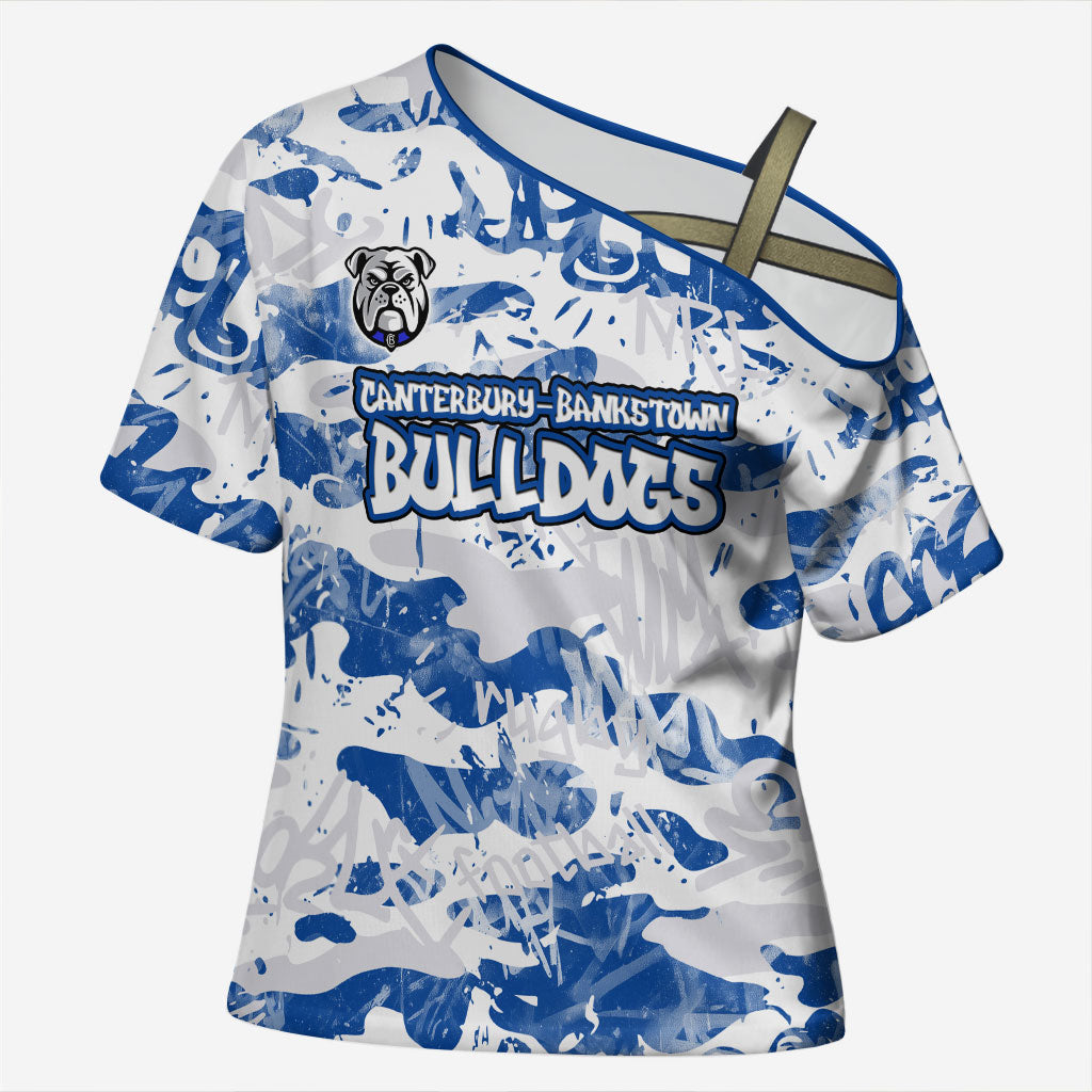 Canterbury-Bankstown Bulldogs Rugby Cross Shoulder Shirt Graffiti Typography Urban Camo Abstract Street Style