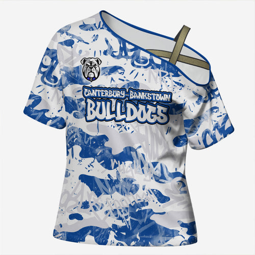 Canterbury-Bankstown Bulldogs Rugby Cross Shoulder Shirt Graffiti Typography Urban Camo Abstract Street Style