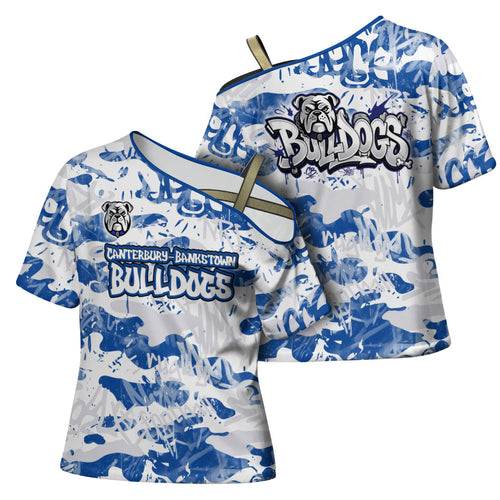 Canterbury-Bankstown Bulldogs Rugby Cross Shoulder Shirt Graffiti Typography Urban Camo Abstract Street Style