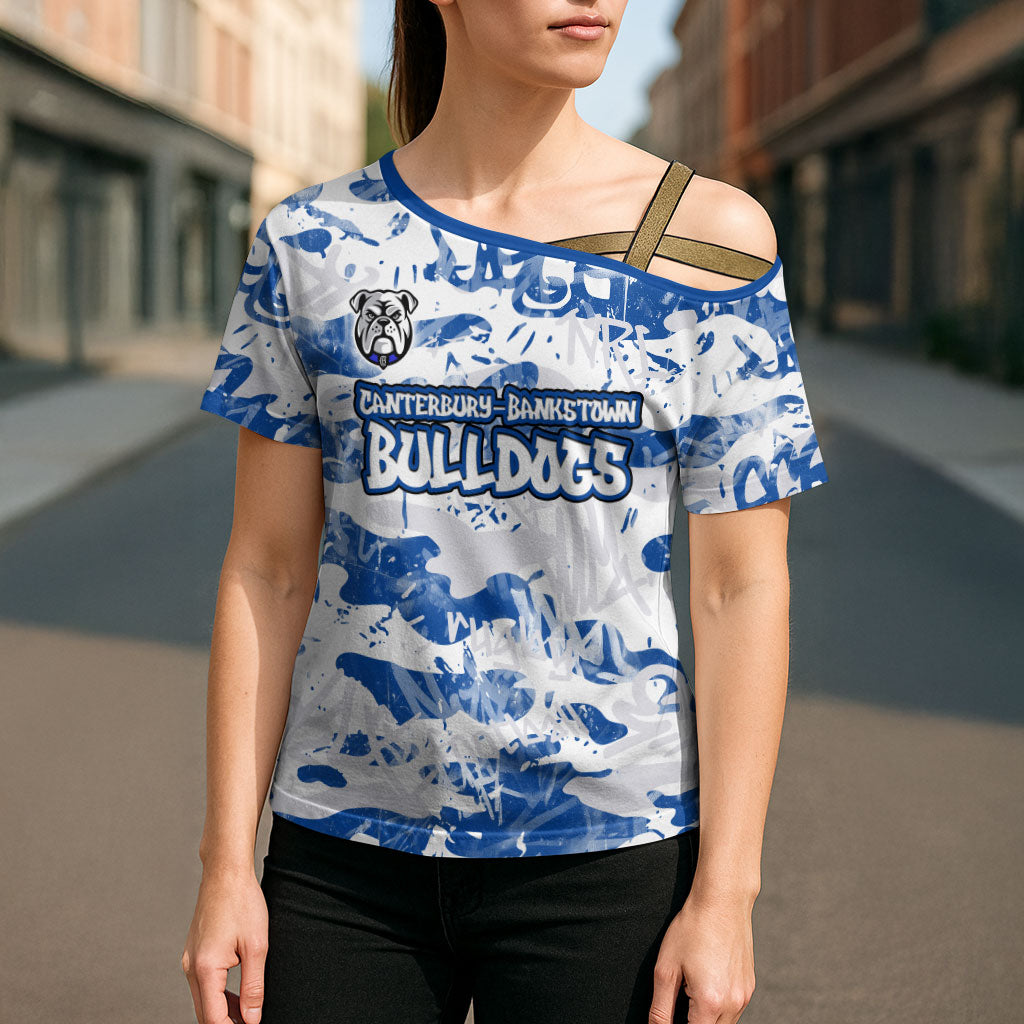 Canterbury-Bankstown Bulldogs Rugby Cross Shoulder Shirt Graffiti Typography Urban Camo Abstract Street Style