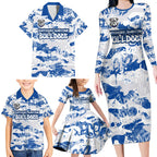 Canterbury-Bankstown Bulldogs Rugby Family Matching Long Sleeve Bodycon Dress and Hawaiian Shirt Graffiti Typography Urban Camo Abstract Street Style