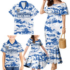 Canterbury-Bankstown Bulldogs Rugby Family Matching Mermaid Dress and Hawaiian Shirt Graffiti Typography Urban Camo Abstract Street Style