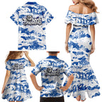 Canterbury-Bankstown Bulldogs Rugby Family Matching Mermaid Dress and Hawaiian Shirt Graffiti Typography Urban Camo Abstract Street Style