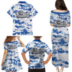 Canterbury-Bankstown Bulldogs Rugby Family Matching Puletasi and Hawaiian Shirt Graffiti Typography Urban Camo Abstract Street Style