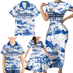 Canterbury-Bankstown Bulldogs Rugby Family Matching Short Sleeve Bodycon Dress and Hawaiian Shirt Graffiti Typography Urban Camo Abstract Street Style