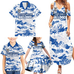 Canterbury-Bankstown Bulldogs Rugby Family Matching Summer Maxi Dress and Hawaiian Shirt Graffiti Typography Urban Camo Abstract Street Style