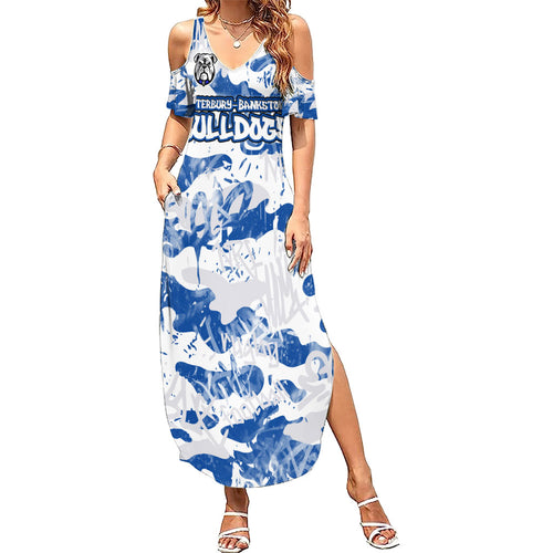 Canterbury-Bankstown Bulldogs Rugby Family Matching Summer Maxi Dress and Hawaiian Shirt Graffiti Typography Urban Camo Abstract Street Style