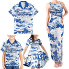 Canterbury-Bankstown Bulldogs Rugby Family Matching Tank Maxi Dress and Hawaiian Shirt Graffiti Typography Urban Camo Abstract Street Style