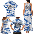 Canterbury-Bankstown Bulldogs Rugby Family Matching Tank Maxi Dress and Hawaiian Shirt Graffiti Typography Urban Camo Abstract Street Style