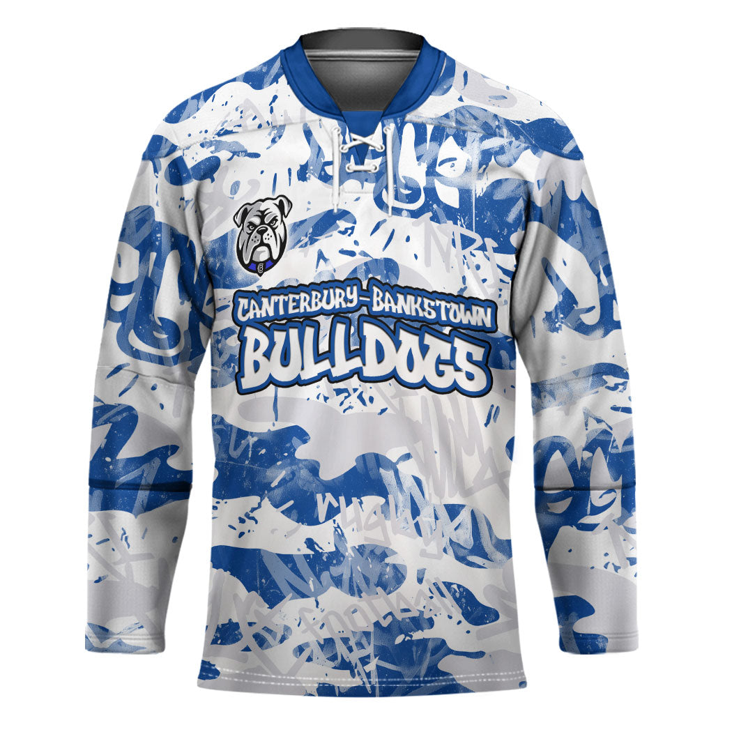 Canterbury-Bankstown Bulldogs Rugby Hockey Jersey Graffiti Typography Urban Camo Abstract Street Style