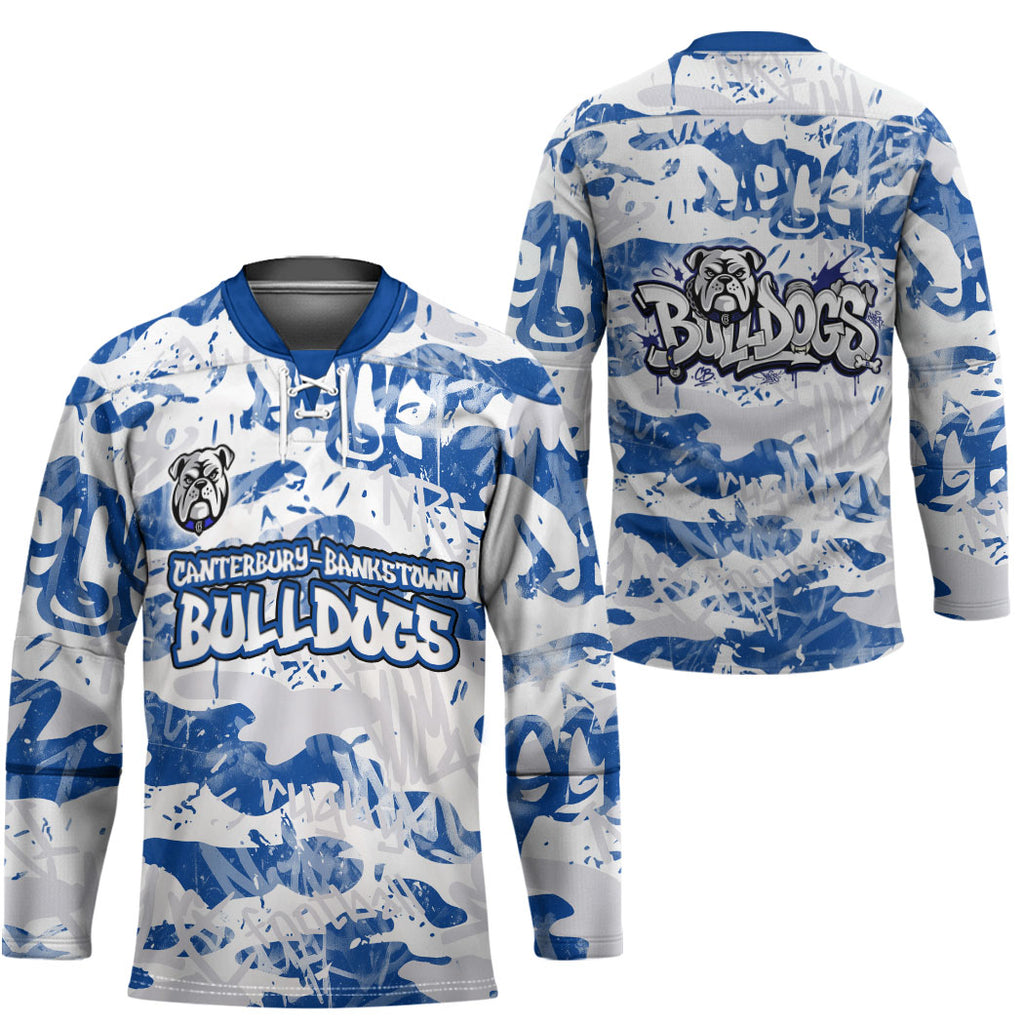 Canterbury-Bankstown Bulldogs Rugby Hockey Jersey Graffiti Typography Urban Camo Abstract Street Style