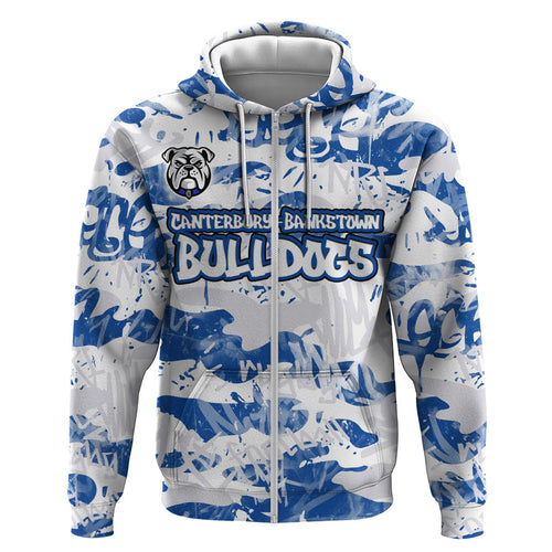Canterbury-Bankstown Bulldogs Rugby Hoodie Graffiti Typography Urban Camo Abstract Street Style