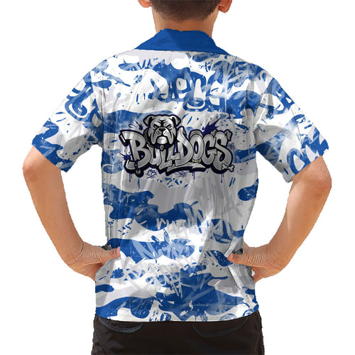 Canterbury-Bankstown Bulldogs Rugby Kid Hawaiian Shirt Graffiti Typography Urban Camo Abstract Street Style