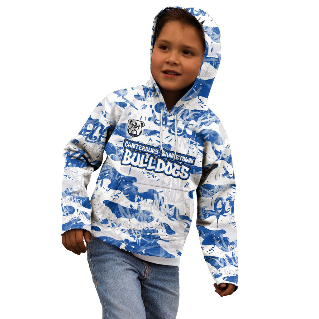 Canterbury-Bankstown Bulldogs Rugby Kid Hoodie Graffiti Typography Urban Camo Abstract Street Style
