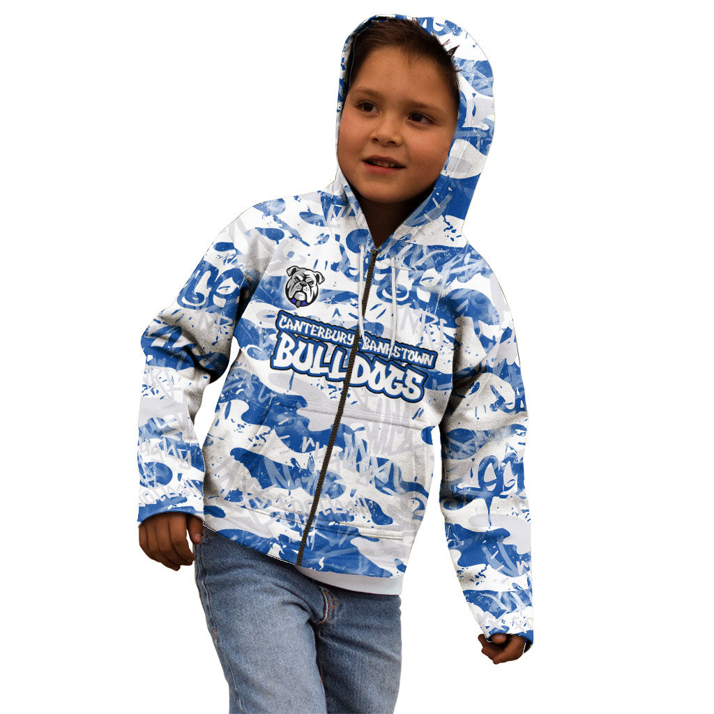 Canterbury-Bankstown Bulldogs Rugby Kid Hoodie Graffiti Typography Urban Camo Abstract Street Style