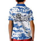Canterbury-Bankstown Bulldogs Rugby Kid Polo Shirt Graffiti Typography Urban Camo Abstract Street Style