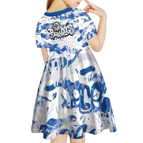 Canterbury-Bankstown Bulldogs Rugby Kid Short Sleeve Dress Graffiti Typography Urban Camo Abstract Street Style