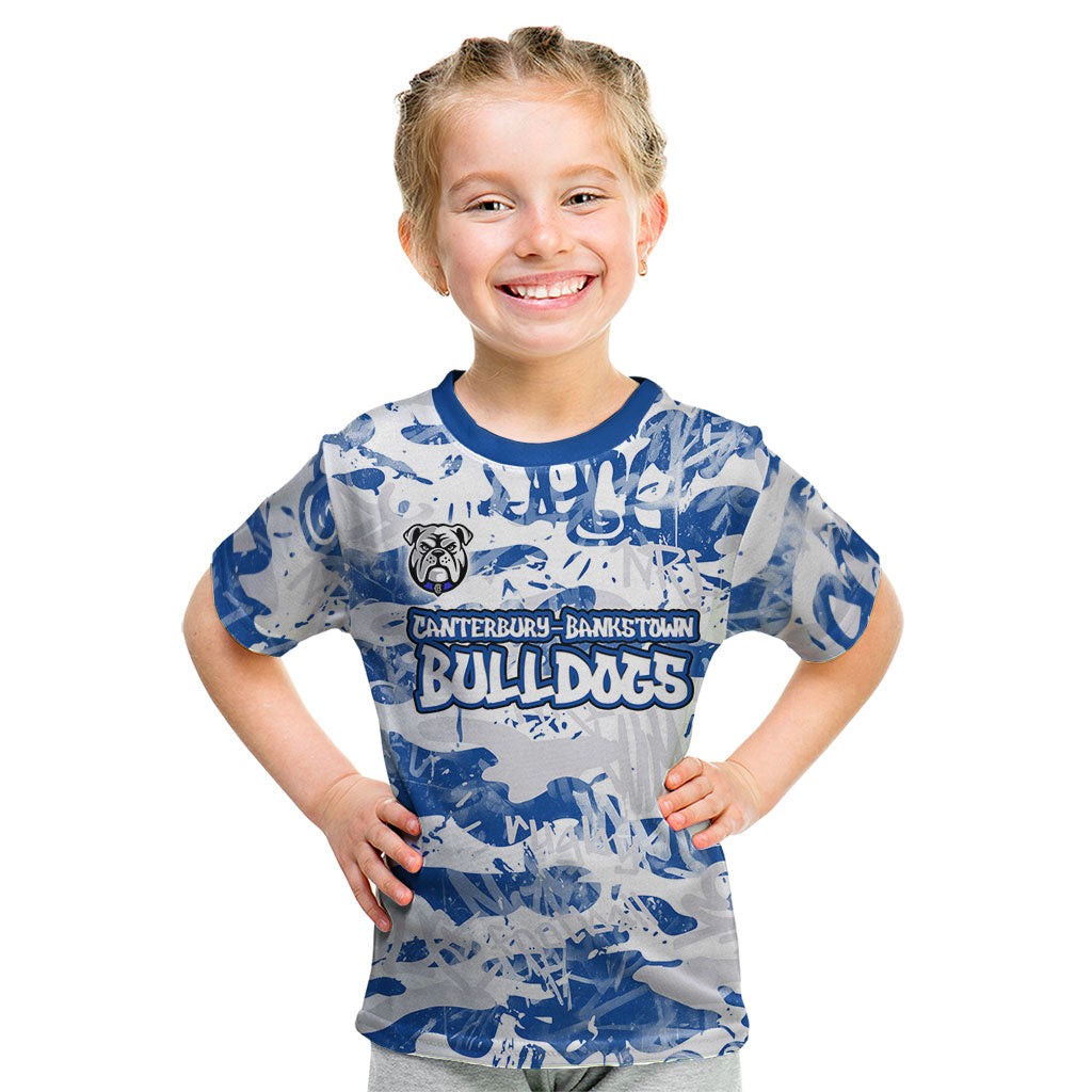 Canterbury-Bankstown Bulldogs Rugby Kid T Shirt Graffiti Typography Urban Camo Abstract Street Style