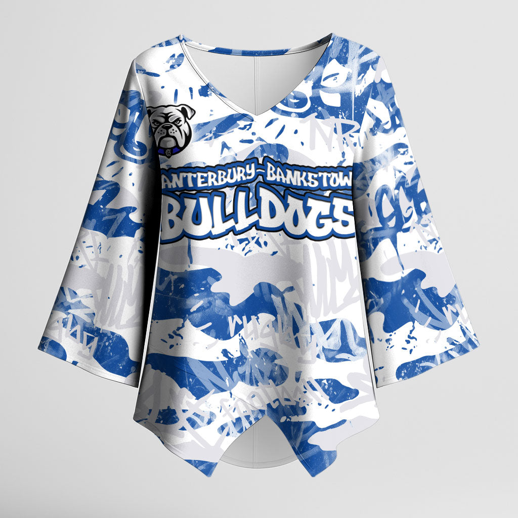 Canterbury-Bankstown Bulldogs Rugby Kimono Sleeve Blouse Graffiti Typography Urban Camo Abstract Street Style
