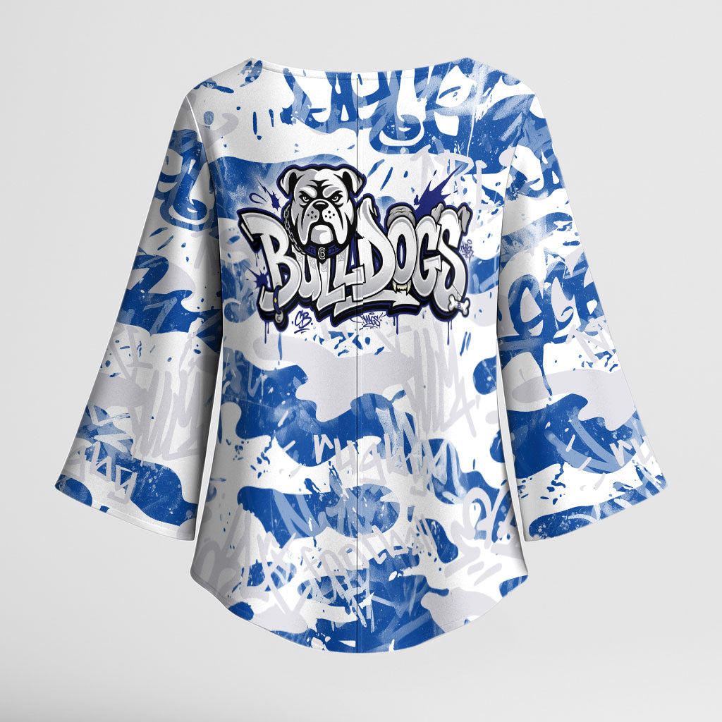 Canterbury-Bankstown Bulldogs Rugby Kimono Sleeve Blouse Graffiti Typography Urban Camo Abstract Street Style