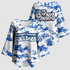 Canterbury-Bankstown Bulldogs Rugby Kimono Sleeve Blouse Graffiti Typography Urban Camo Abstract Street Style