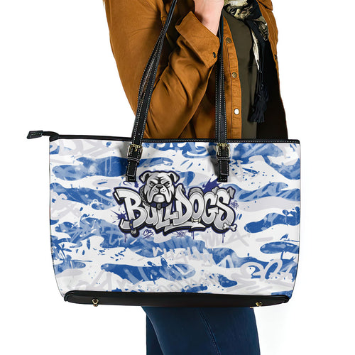 Canterbury-Bankstown Bulldogs Rugby Leather Tote Bag Graffiti Typography Urban Camo Abstract Street Style