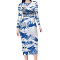 Canterbury-Bankstown Bulldogs Rugby Long Sleeve Bodycon Dress Graffiti Typography Urban Camo Abstract Street Style