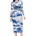 Canterbury-Bankstown Bulldogs Rugby Long Sleeve Bodycon Dress Graffiti Typography Urban Camo Abstract Street Style