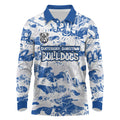 Canterbury-Bankstown Bulldogs Rugby Long Sleeve Polo Shirt Graffiti Typography Urban Camo Abstract Street Style