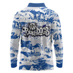 Canterbury-Bankstown Bulldogs Rugby Long Sleeve Polo Shirt Graffiti Typography Urban Camo Abstract Street Style